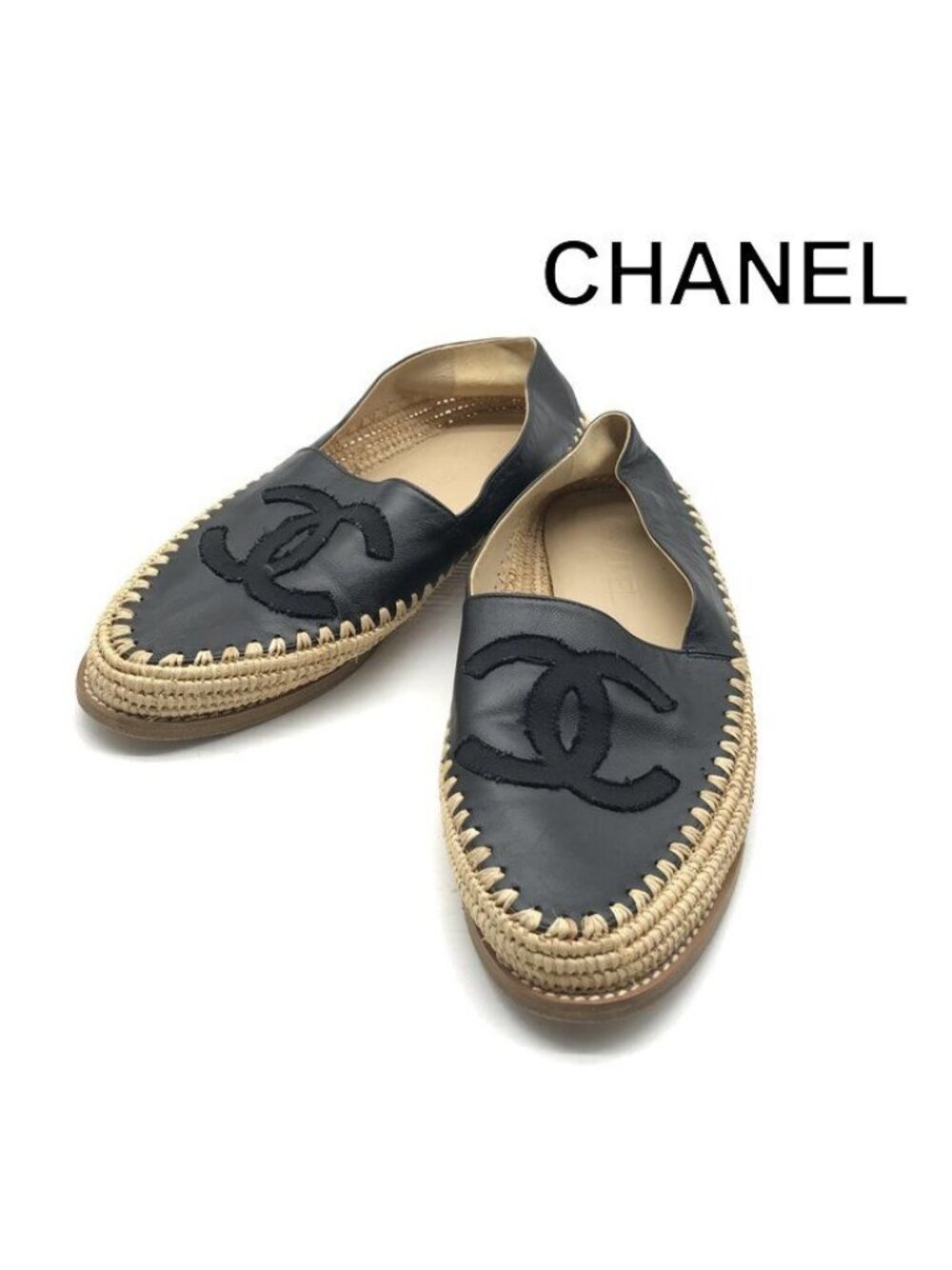 Chanel Shoes CC Logo Espadrilles Slip on Black